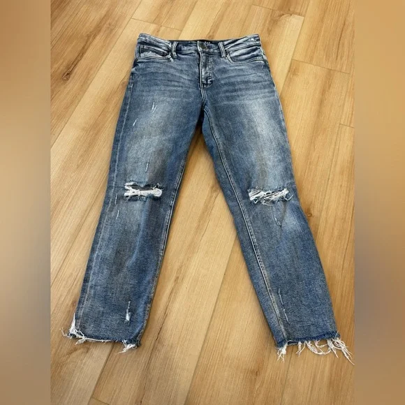 Kut from the Kloth Rachael Fab Ab Mom Jeans High Rise Distressed Raw Hem Sz 4 - Picture 2 of 13